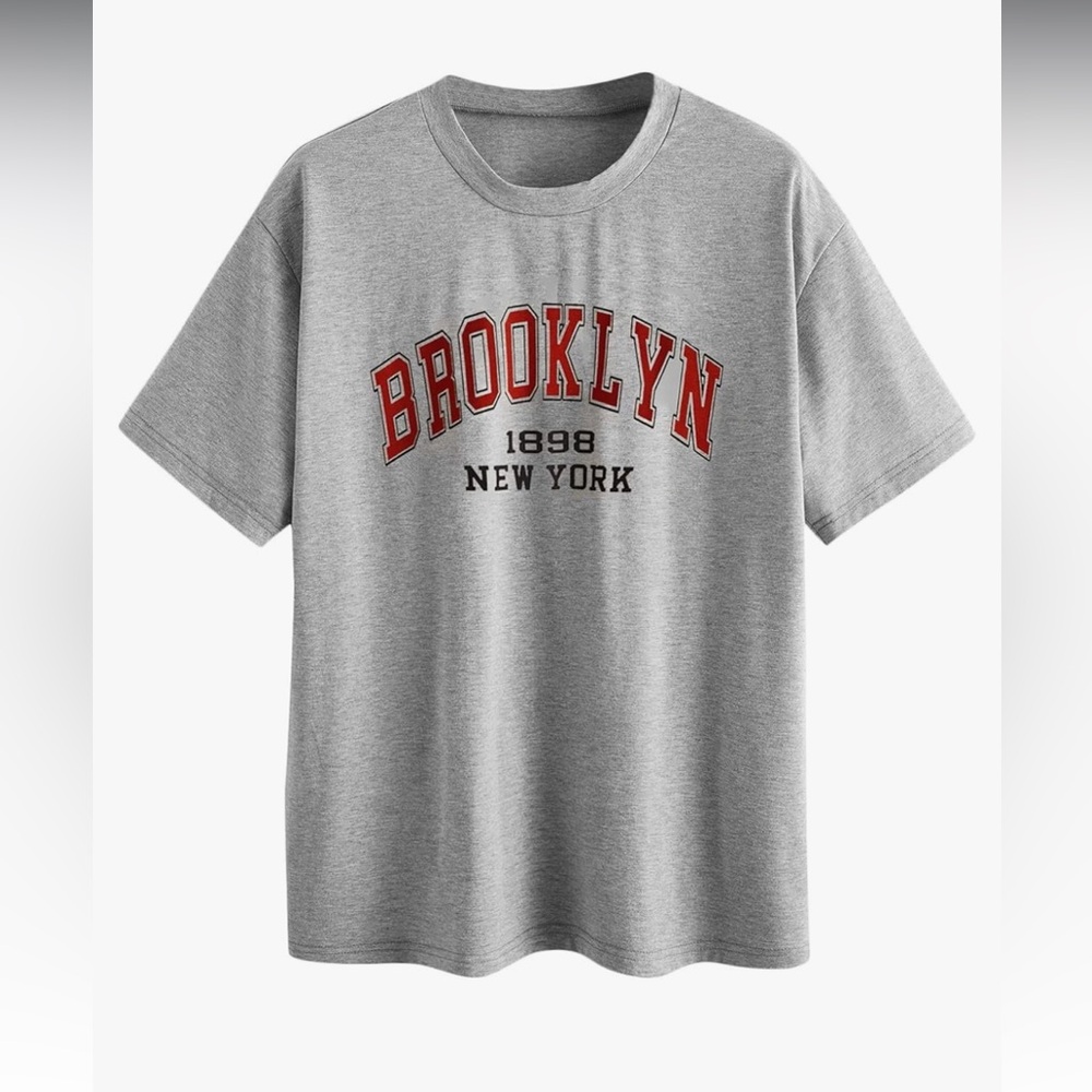 Brooklyn New York Grey Crewn T Shirt Size Large